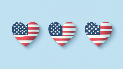 Obraz premium Colorful hearts display American flags for patriotic celebration and pride