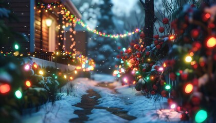 Christmas lights in bright colors