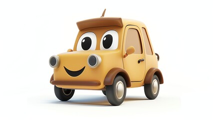 A cute cartoon car with a happy face.