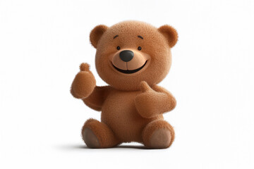 Fototapeta premium Cheerful cartoon bear character soft fur, thumbs up. Perfect children's themes playful designs.