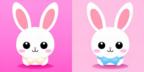 Fototapeta premium Cute Kawaii Bunny Pattern.