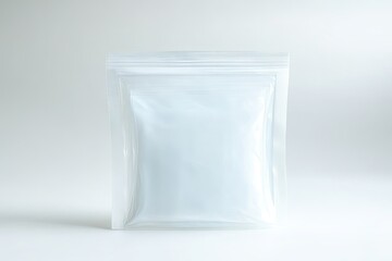Zippered plastic bag packaging with a frosted finish isolated on a white background