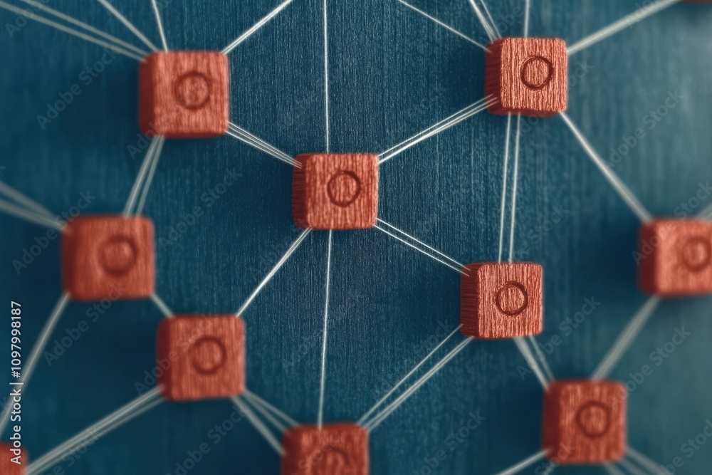 Poster abstract network showcasing interconnected nodes lines representing communication technology.