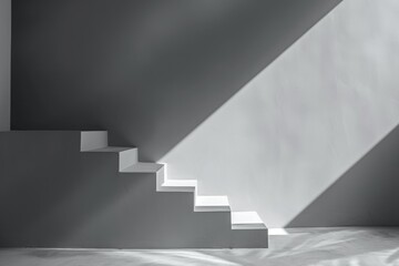 Obraz premium A staircase is shown in a room with a white wall