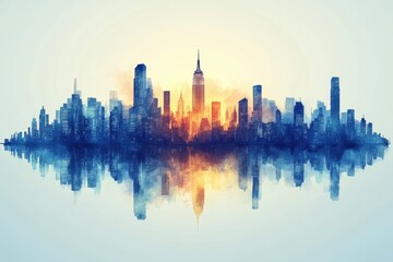 Fototapeta premium A sleek and modern geometric design of a city skyline, with sharp lines and minimalist style, perfect for business professionals