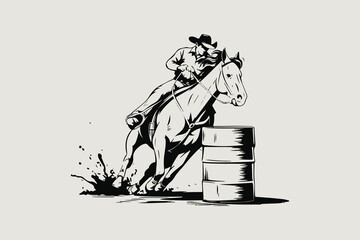 Barrel Racing in Action vector