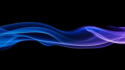 Obraz premium Abstract waves in blue and purple hues against a black background, conveying fluidity and motion.