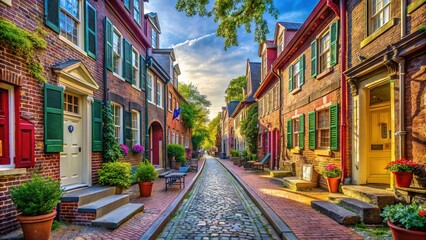 Fototapeta premium Elfreth's Alley Silhouette - Historic Philadelphia Architecture