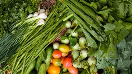 Fresh vegetables for cooking. Vegetables contain dietary fiber that helps cleanse the intestines.