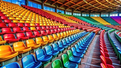 Fototapeta premium English football stadiums feature colorful geometric patterns, creating a panoramic spectacle.