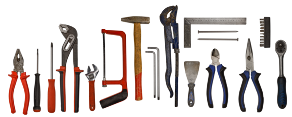 Set with different construction tools isolated on white background