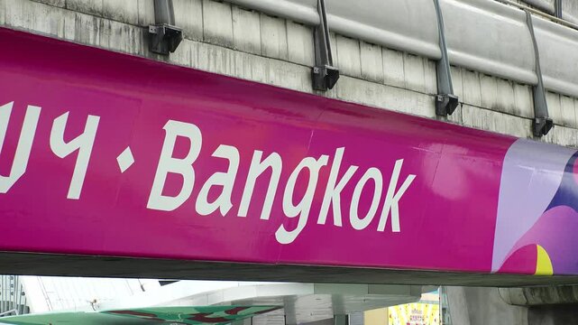BANGKOK, THAILAND - AUGUST 2024 : Sign of Bangkok city at the street.