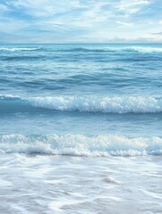 Fototapeta premium Trust symbol, contemporary art, deep blue and white, front view focus, featuring tranquil nature scene with soft ripples in the distance.