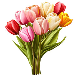 Obraz premium Vibrant Tulip Bouquet for Any Occasion on a white background.