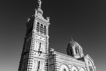 Basilica of Notre-Dame de la Garde or la Bonne Mere in Marseille, France