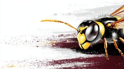 Fototapeta premium A yellow and black wasp on a white background
