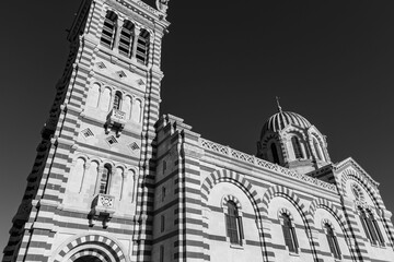 Fototapeta premium Basilica of Notre-Dame de la Garde or la Bonne Mere in Marseille, France