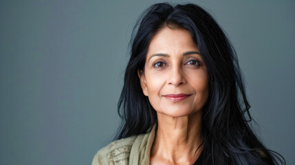 Fototapeta premium senior indian woman long hair on isolated background