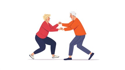 Fototapeta premium 4. An elderly woman practicing physical therapy exercises with a therapist, showcasing strength and determination, on a white background