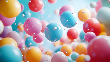 Colorful 3D Abstract Background with Floating Spheres