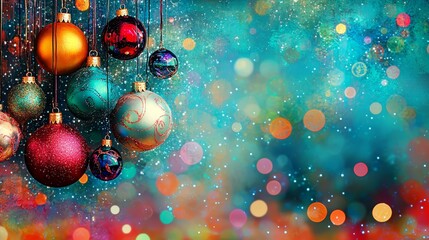 A bunch of colorful christmas ornaments hanging from a string