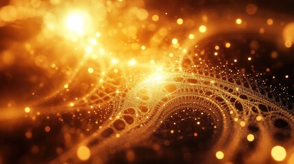 Fototapeta premium Golden Abstract Network With Sparkling Lights