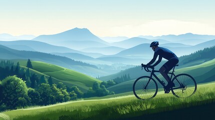 Fototapeta premium Vibrant Minimalist Nature Scene with Rolling Hills