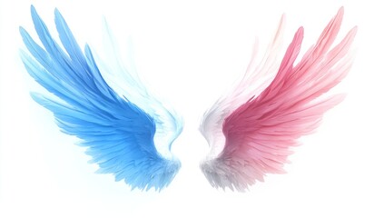 Delicate Blue and Pink Angel Wings
