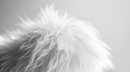 Fototapeta premium Close-up monochrome image of fluffy, white fur texture.
