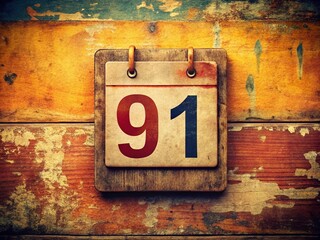 Vintage Style Calendar Illustration Featuring the Number Ninety-One for Nostalgic Design Projects and Creative Graphics