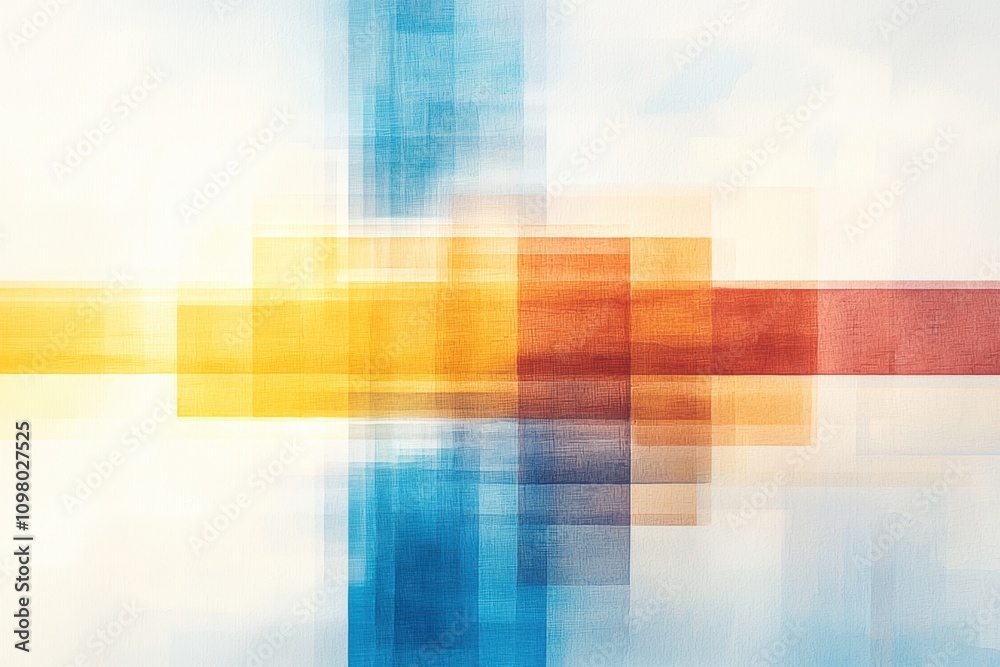 Poster abstract complex system integration with vibrant light pathways and soft color blends