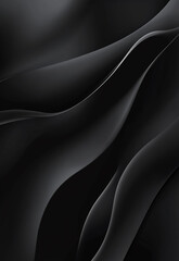 Obraz premium Luxurious black satin fabric with smooth waves. Black smooth curves abstract background. design modern blank black background illustration space product, empty abstract, display object design modern
