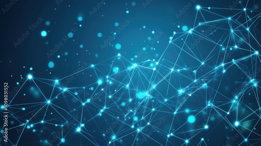 Poster data technology visualization. abstract futuristic backdrop. wave composed of connecting dots and li