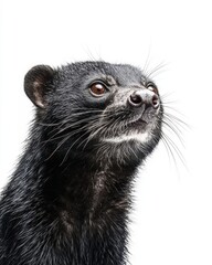 Mystic portrait of Binturong, copy space on right side, Headshot, Close-up View, isolated on white background