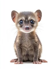 Obraz premium the baby Common Palm Civet, portrait view, white copy space on right, Isolated on white Background