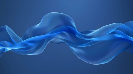 A blue background with a dynamic, flowing ribbon design with