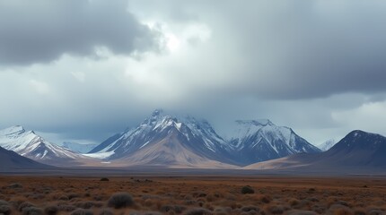 Fototapeta premium Mountains and grey clouds, Iceland landscape
