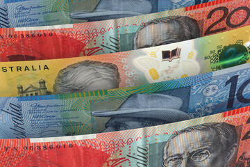 Australian dollar banknotes. Foreign exchange market. Financial concept