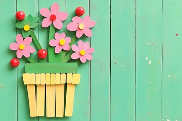 DIY Art and craft colourful popsicles sticks painted in different colors and make into beautiful flowers. Icecream containers painted and decorated with button to used as flower vases. Satisfying.
