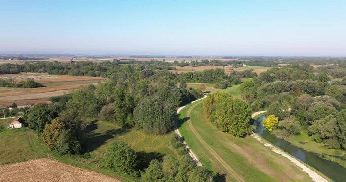 The flood-protection dikes on the Drava River, Croatia