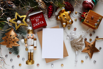 christmas card for children. ballerina and nutcracker figurine on christmas tree © Palanga