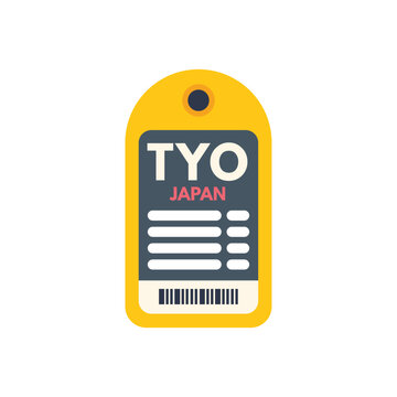Yellow luggage tag with barcode showing airport code tyo for narita international airport or haneda airport in tokyo, japan
