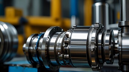 Fototapeta premium Close-Up of Hydraulic Pistons in Action: Perfect for illustrating hydraulic machinery in industrial blogs, technical manuals. Digital Artwork series 02