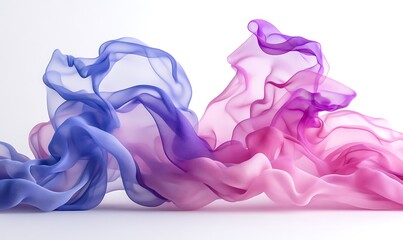 Fototapeta premium A flowing blend of translucent fabric in purple and pink hues, creating a soft, ethereal effect.