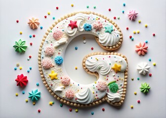 Minimalist Royal Icing G Letter, Festive Confectionery Design