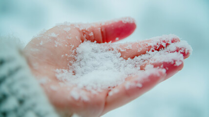 Fototapeta premium person holding snow