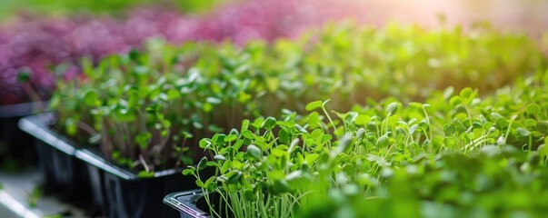 Microgreens Growing in Indoor Vertical Farm