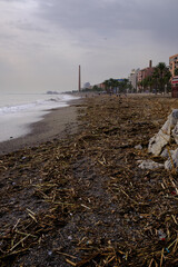 Playa de Malaga después del temporal