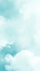Obraz premium Soft focus watercolor background with blue green tones and white clouds , blue, ombre., cloud, stain