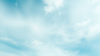 Fototapeta premium Soft focus watercolor sky with blue green tones and wispy white clouds , mist, green